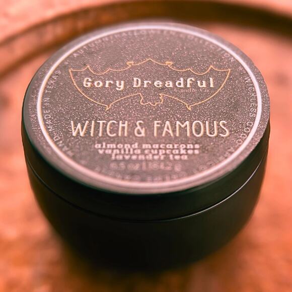 Witch & Famous Wickless Candle: Almond Macarons Vanilla Cake Lavender Tea Scent - Picture 4 of 8